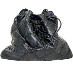 Bottega Veneta Black Leather Pyramid Drawstring Tote Bag