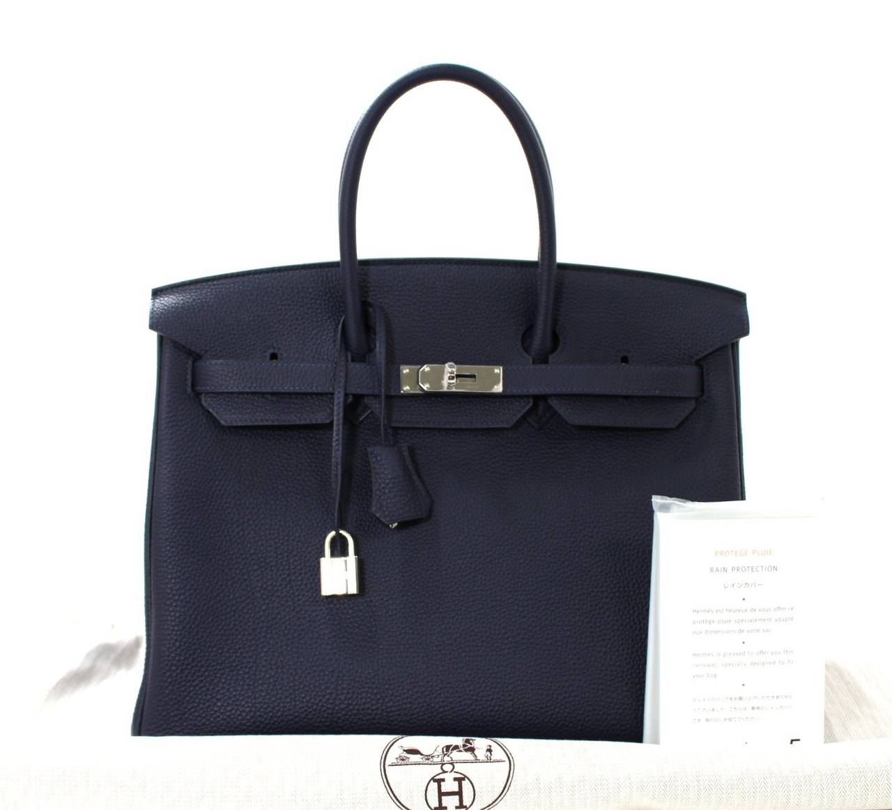 Hermes 35 cm Navy Blue Nuit Togo Leather Birkin with Palladium 6