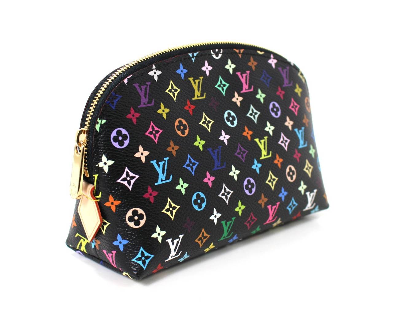 NEW with box, Never Carried- Louis Vuitton Multicolore Clutch Cosmetic Case in Black
Louis Vuitton dust bag, care booklet and box included. Retired and Sold Out style, no longer available anywhere.  
Designed by artist Takashi Murakami with Marc