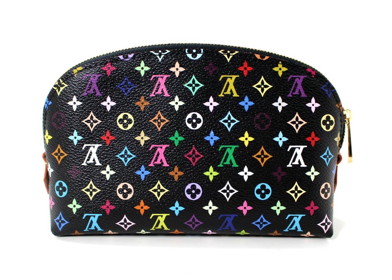 Louis Vuitton Black Multicolore Travel Case Clutch Pouch In New Condition In New York City & Hamptons, NY
