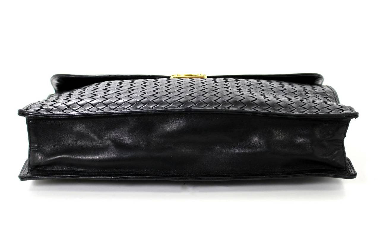 Bottega Veneta Black Leather Unisex Briefcase 1
