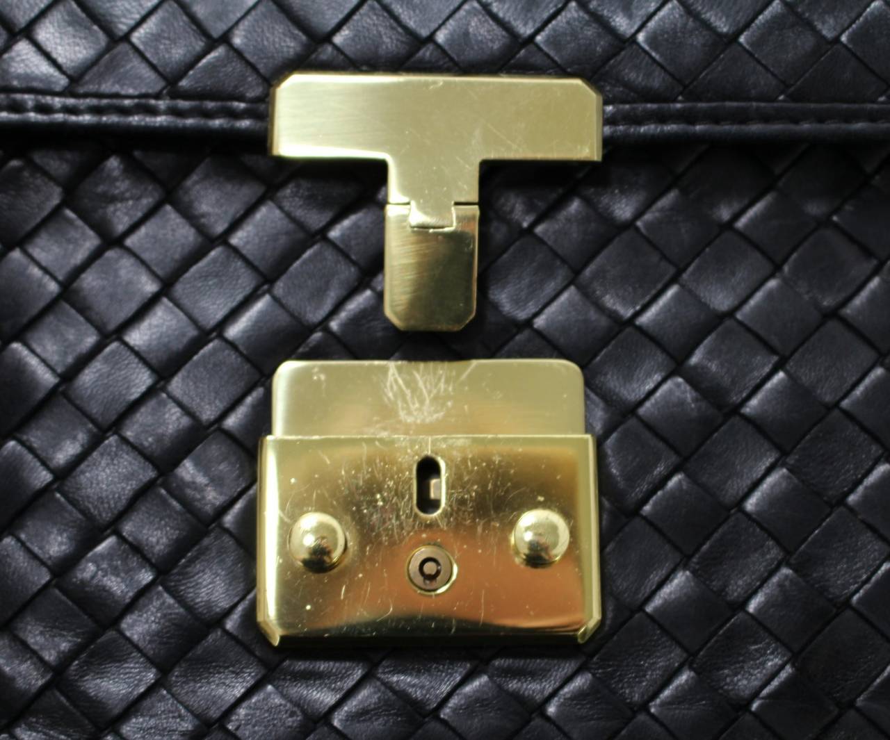 Bottega Veneta Black Leather Unisex Briefcase 4