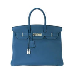 Hermes Teal Blue Togo 35 cm Birkin- Bleu de Galice PHW