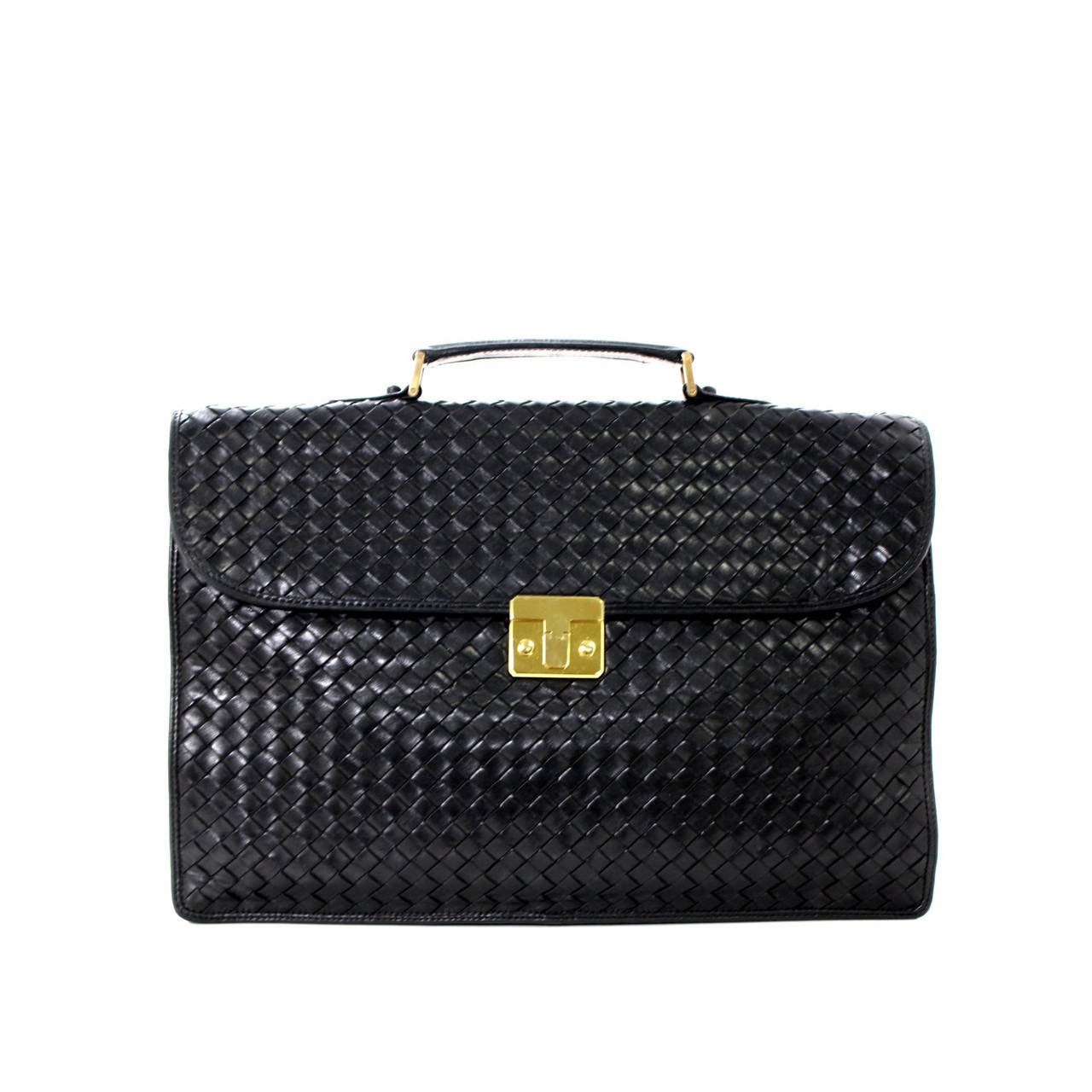 Bottega Veneta Black Leather Unisex Briefcase