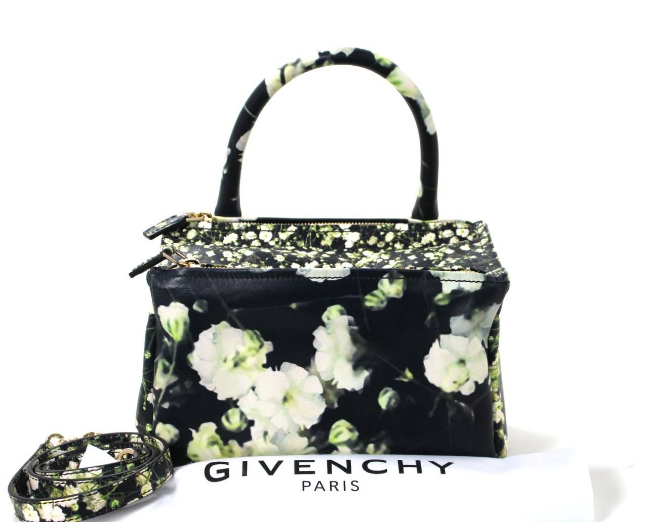 Givenchy Black Leather Babys Breath Pandora Messenger Bag For Sale 6