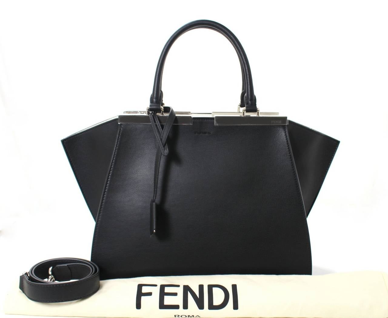 Fendi 3Jours Tote in Black Leather with White Interior 6