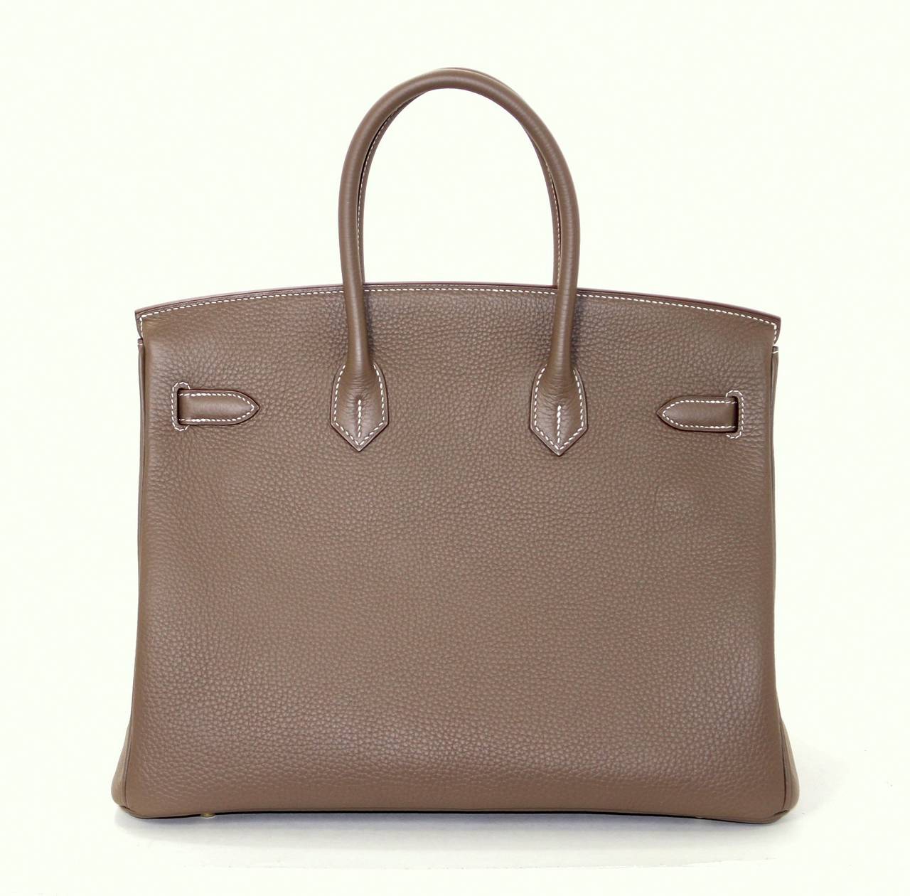 Brown Hermès Etoupe Togo Leather Birkin Bag with Gold, 35 cm size