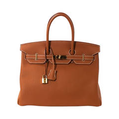 Hermes Classic Gold 35 cm Birkin Bag- Togo with GHW