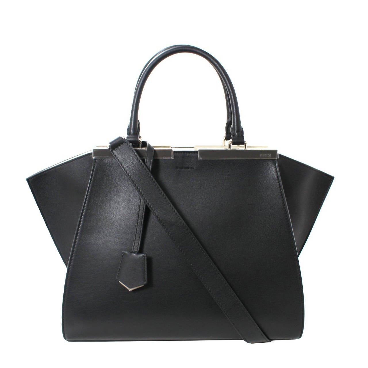 Fendi 3Jours Tote in Black Leather with White Interior at 1stDibs