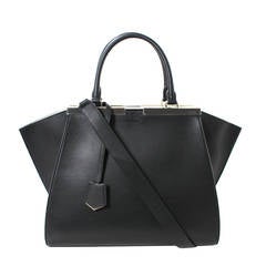 Fendi 3Jours Tote in Black Leather with White Interior