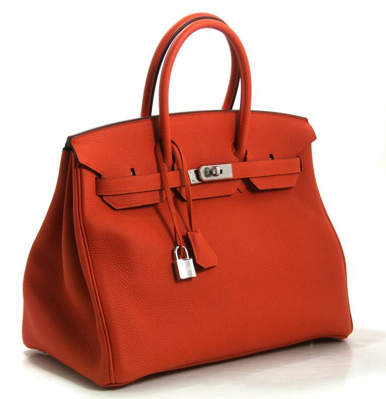 Hermès Birkin Bag Orange Togo with Palladium 35 cm In New Condition For Sale In New York City & Hamptons, NY