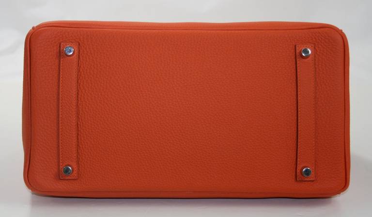 Women's Hermès Birkin Bag Orange Togo with Palladium 35 cm For Sale