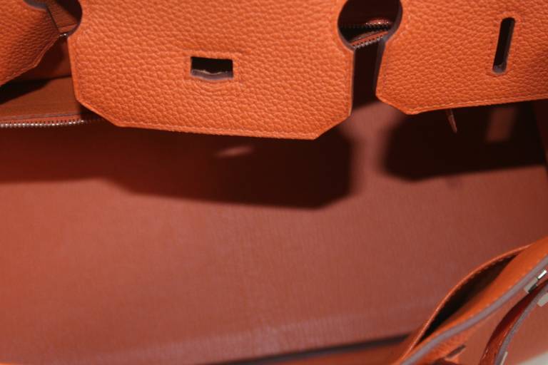 Hermès Birkin Bag Orange Togo with Palladium 35 cm For Sale 4