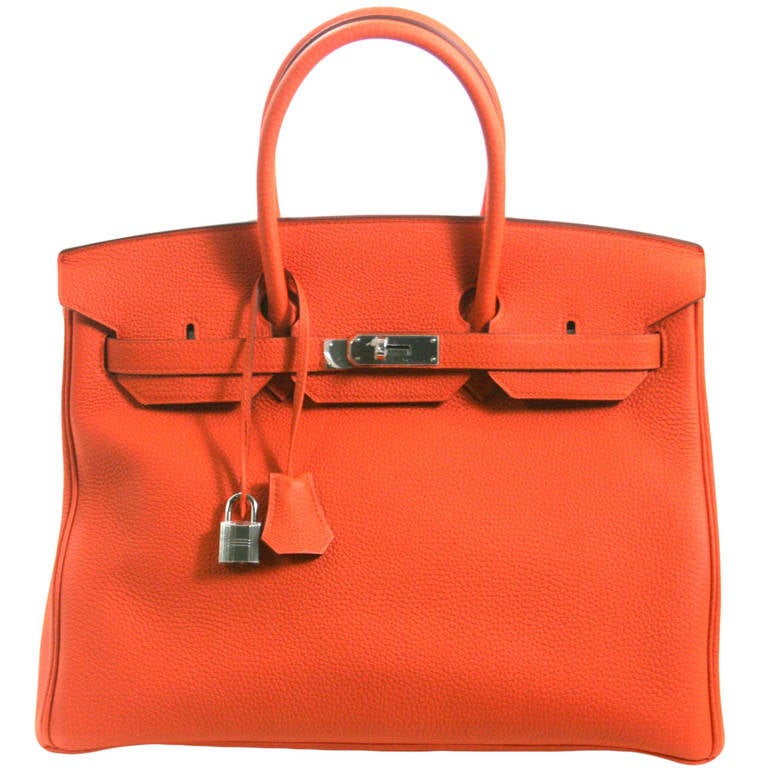 Hermès Birkin Bag Orange Togo with Palladium 35 cm For Sale