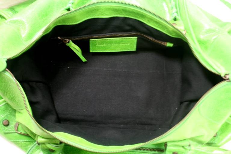 Women's Balenciaga Apple Green Lambskin Arena Classic Work Satchel Bag