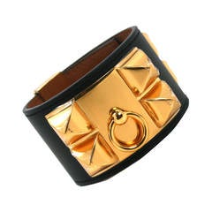 Hermès Black Swift CDC Cuff Bracelet with Gold Hardware