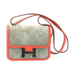 Hermès Grey Suede and Mangue Swift Leather Constance Mini with Palladium