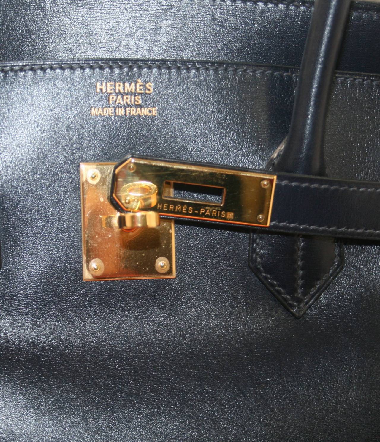 Hermès 35 cm Indigo Box Calf Leather Birkin Bag with Gold 2
