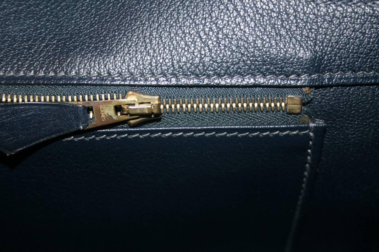 Hermès 35 cm Indigo Box Calf Leather Birkin Bag with Gold 6