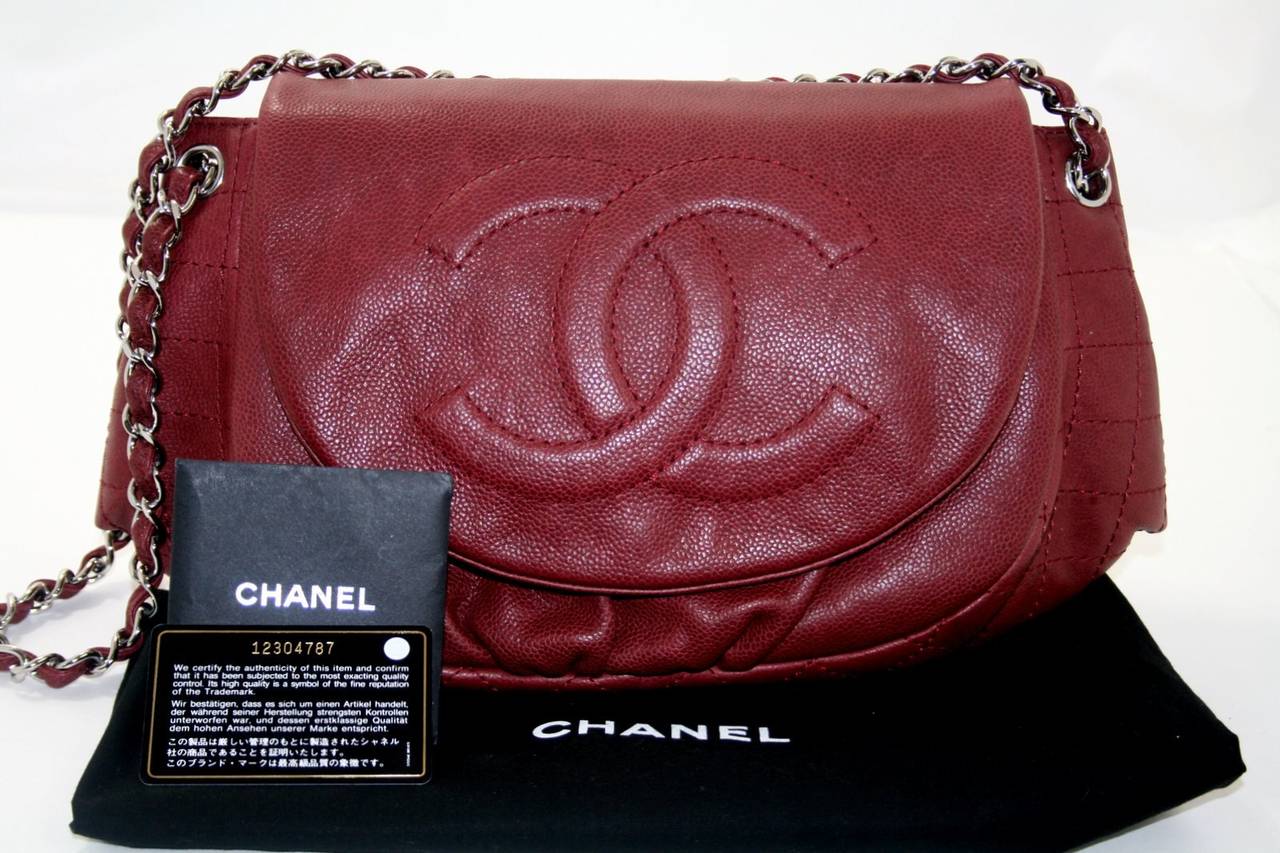 Chanel Wine Caviar Half Moon Flap Bag 6