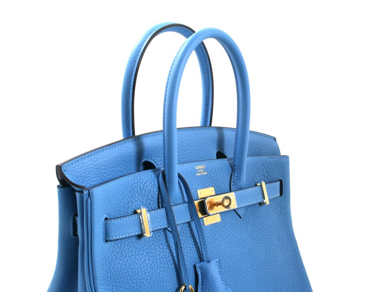 Hermès 30 cm Bleu Paradis Clemence Birkin Bag with GHW 2