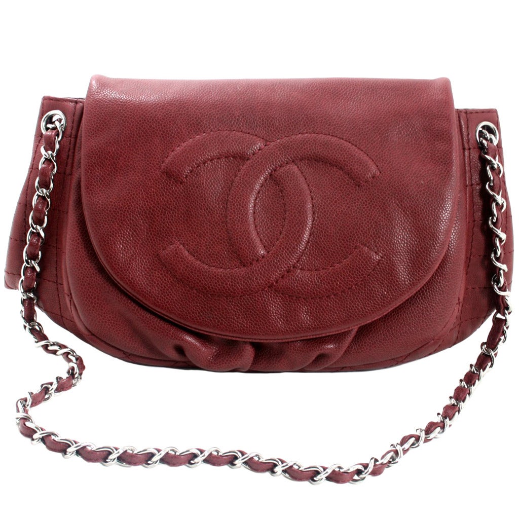 Chanel Wine Caviar Half Moon Flap Bag