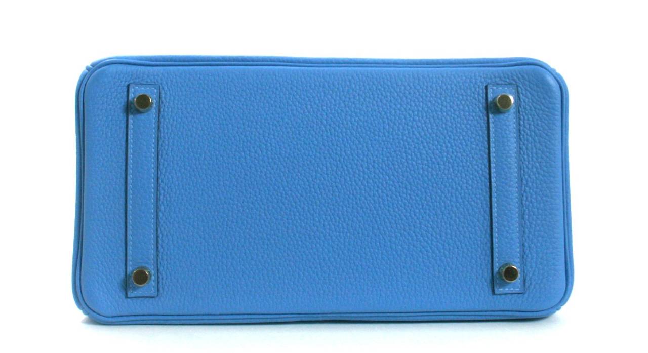 Hermès 35 cm Bleu Paradis Clemence Leather Birkin Gold Hardware at 1stDibs