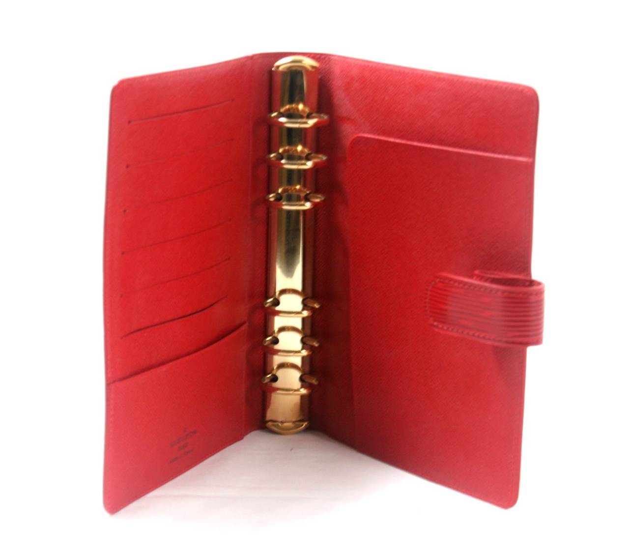 Women's or Men's Louis Vuitton Red Epi Leather Agenda Notebook Organizer