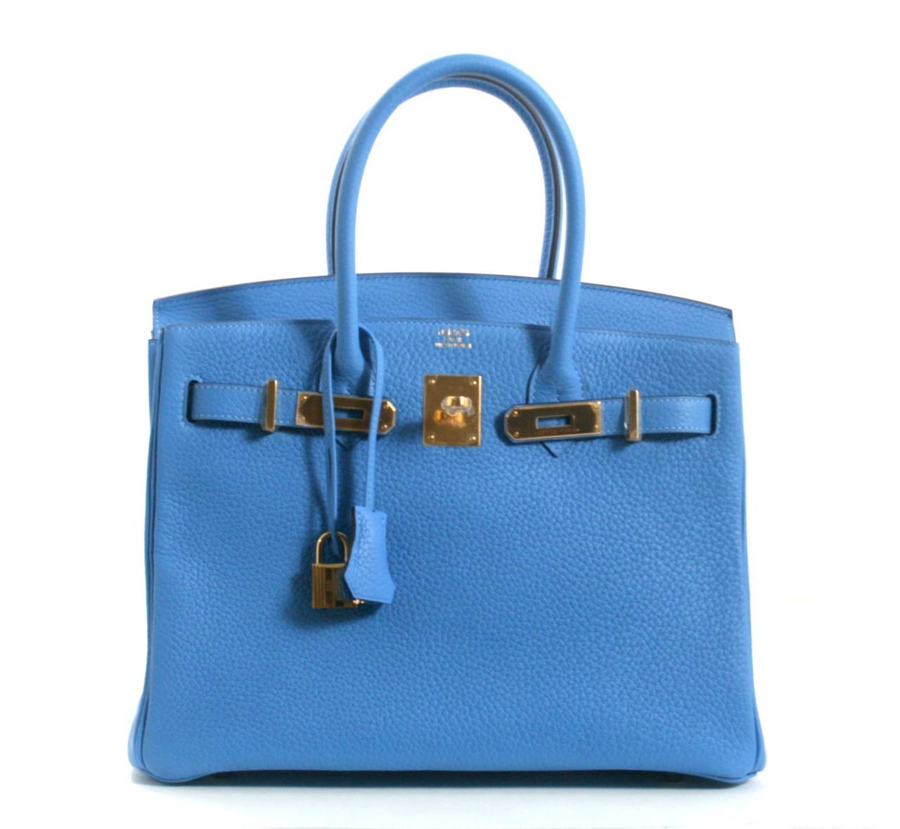 Hermès 35 cm Bleu Paradis Clemence Leather Birkin Gold Hardware 2