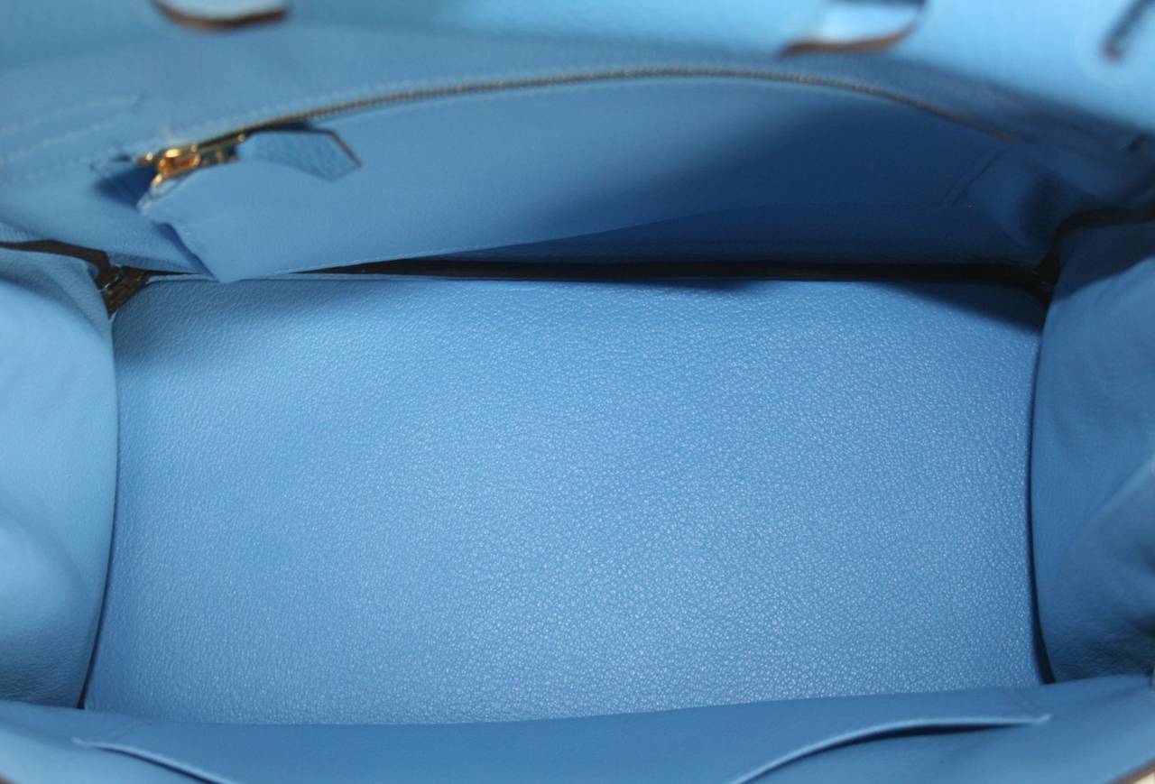 Hermès 35 cm Bleu Paradis Clemence Leather Birkin Gold Hardware 3