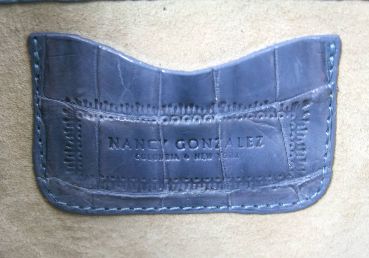 Nancy Gonzalez Periwinkle Blue Crocodile Domed Tassel Bag 1