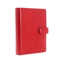 Used Louis Vuitton Red Epi Leather Agenda Notebook Organizer