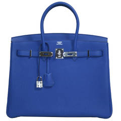 Hermès 35 cm Bleu Electrique Togo Leather Birkin with Palladium Hardware