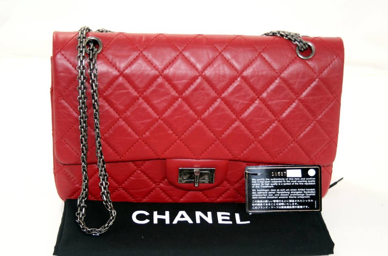 Chanel Red Leather 2.55 Reissue Double Flap Bag 6