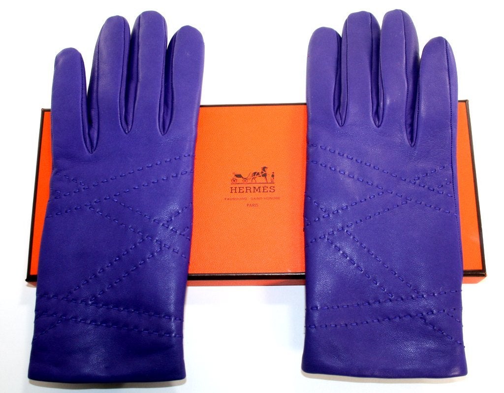 Women's Hermès Iris Leather Gloves size 7.5