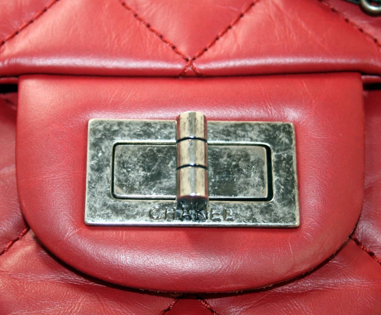 Chanel Red Leather 2.55 Reissue Double Flap Bag 1