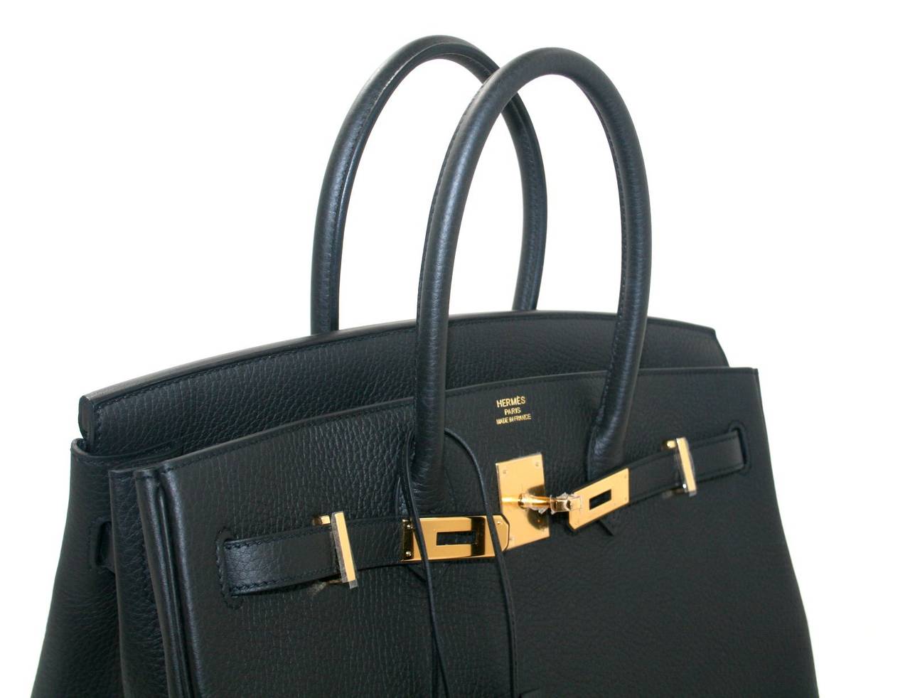 Herms 35 cm Black aka Plomb Togo Leather Birkin with Gold ...  