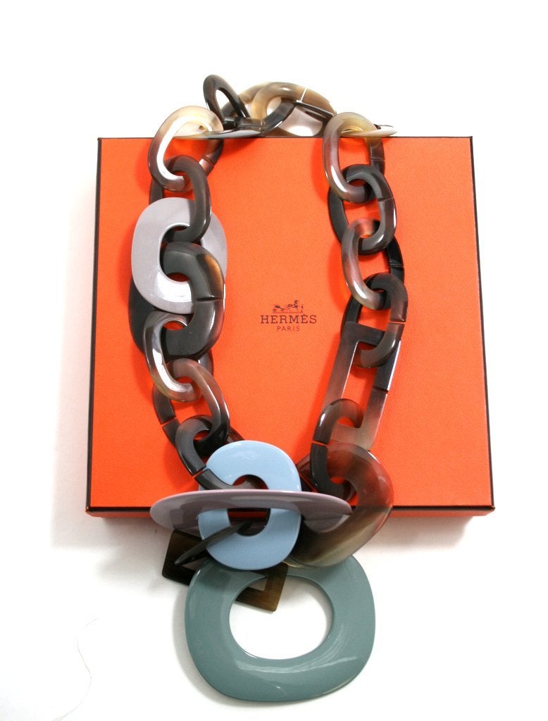 Hermès Isidore Horn Pastel Lacquer Necklace at 1stdibs