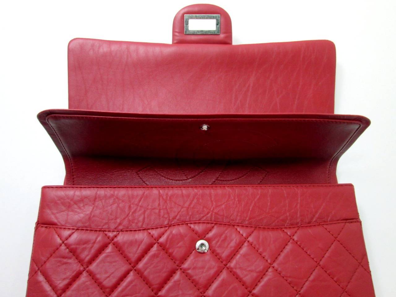 Chanel Red Leather 2.55 Reissue Double Flap Bag 2