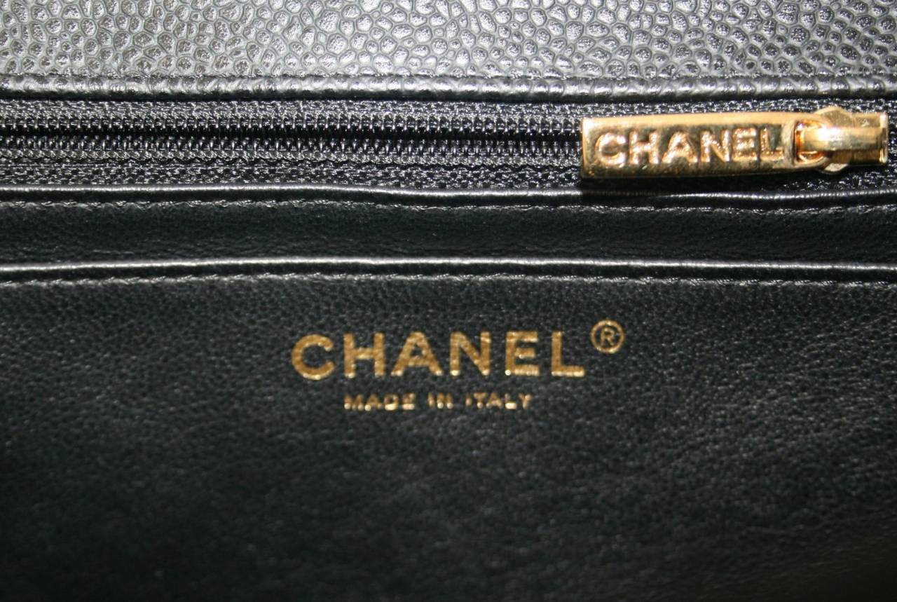 Chanel Black Caviar Leather Jumbo Classic Flap Bag GHW 3