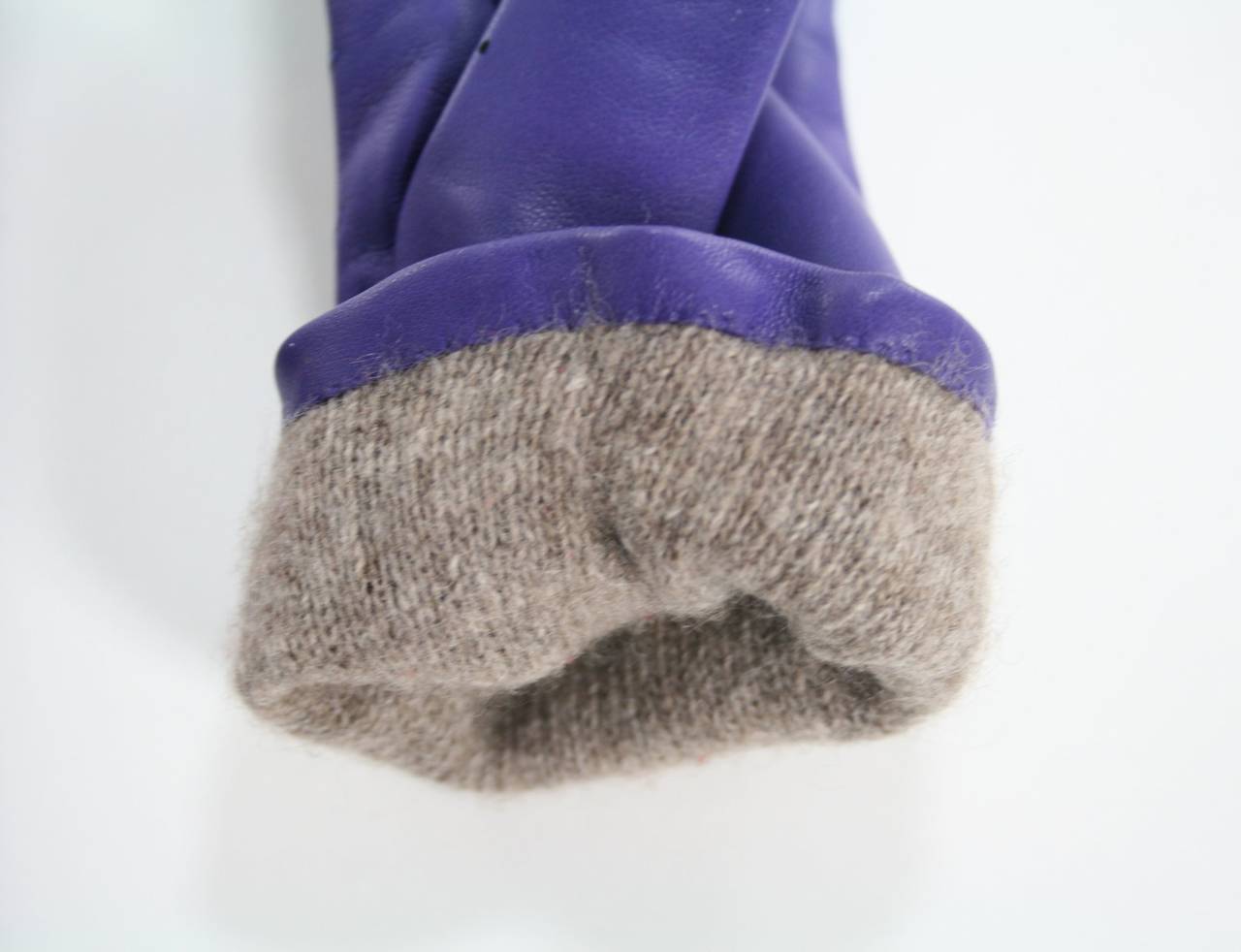 Purple Hermès Iris Leather Gloves size 7.5