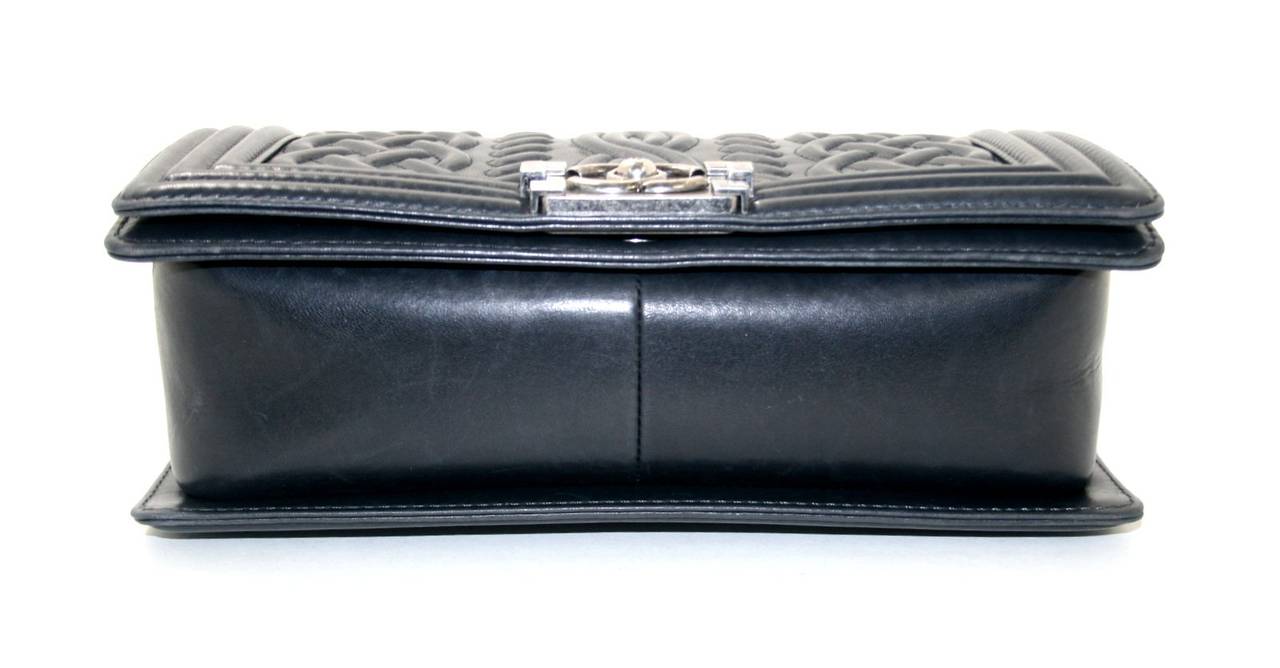 Chanel Dark Charcoal Leather Celtic Boy Flap Bag In Excellent Condition In New York City & Hamptons, NY