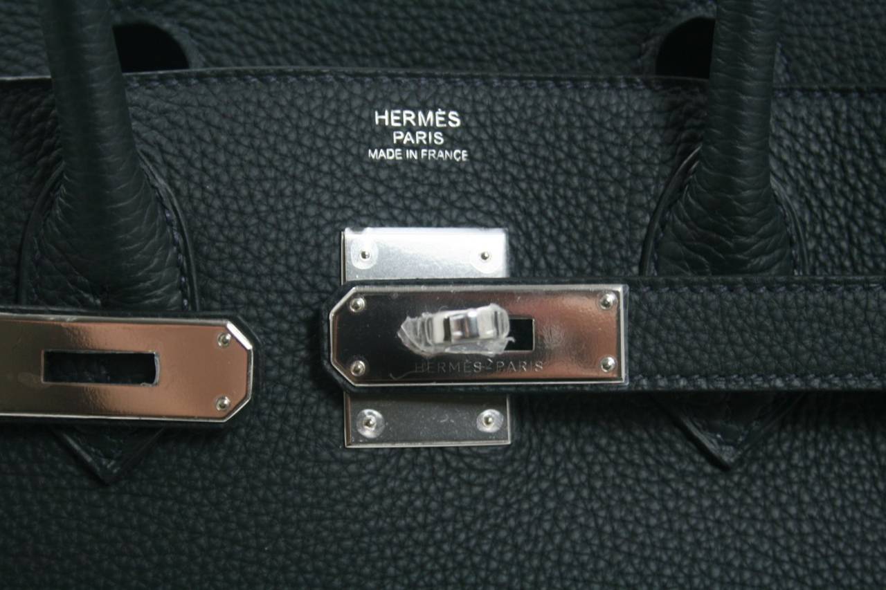 Hermes Birkin in Blue Ocean-Black color-Togo Leather Palladium HW, 30 cm size In New Condition In New York City & Hamptons, NY