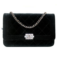 Chanel Black Velvet WOC Boy Bag Wallet on a Chain Ltd. Ed.