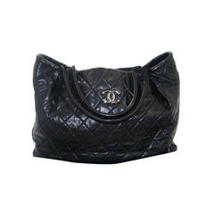 Chanel Black Caviar Leather Zip Around Expandable Tote Bag