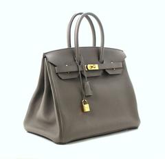 Hermes Etain Togo 35 cm Birkin Bag- Colore grigio con GHW