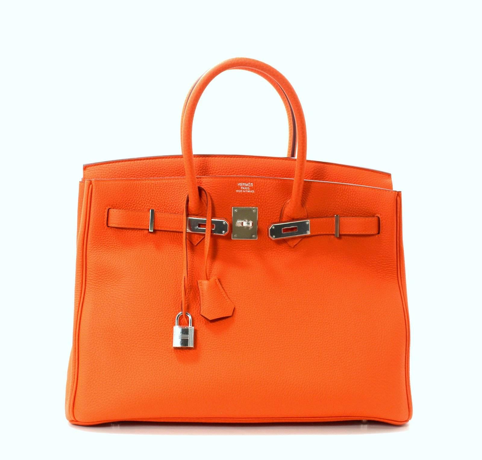 Hermes Orange Birkin Bag- 35 cm Togo Leather, PHW 1