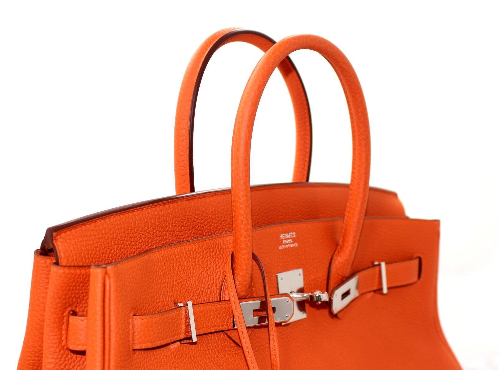 Hermes Orange Birkin Bag- 35 cm Togo Leather, PHW 2