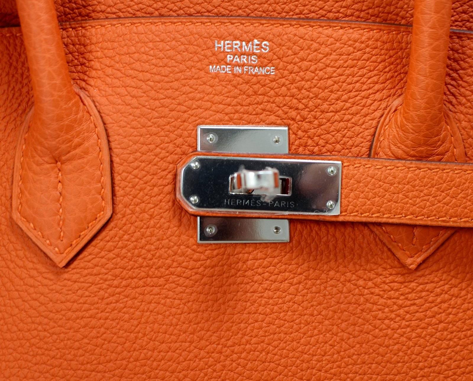 Hermes Orange Birkin Bag- 35 cm Togo Leather, PHW 3