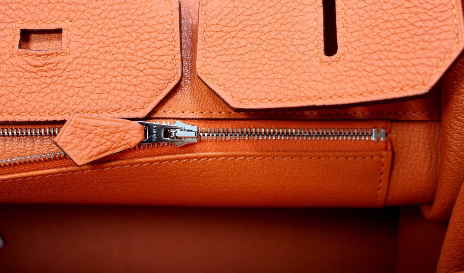 Hermes Orange Birkin Bag- 35 cm Togo Leather, PHW 4